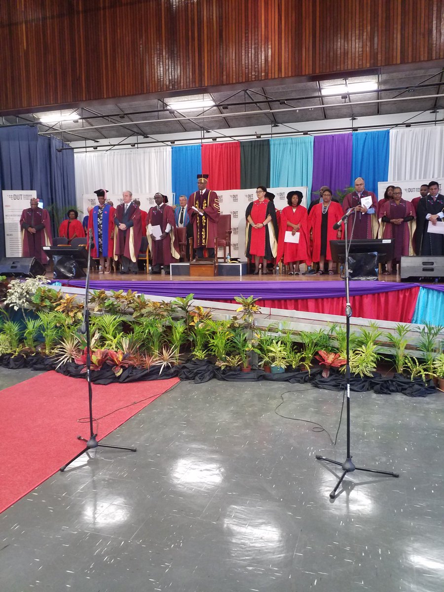 DUT_Tweets's tweet image. Professor Mthembu @DUT_Tweets in the stand was saying few words, opening the graduation.#DUTGrad19