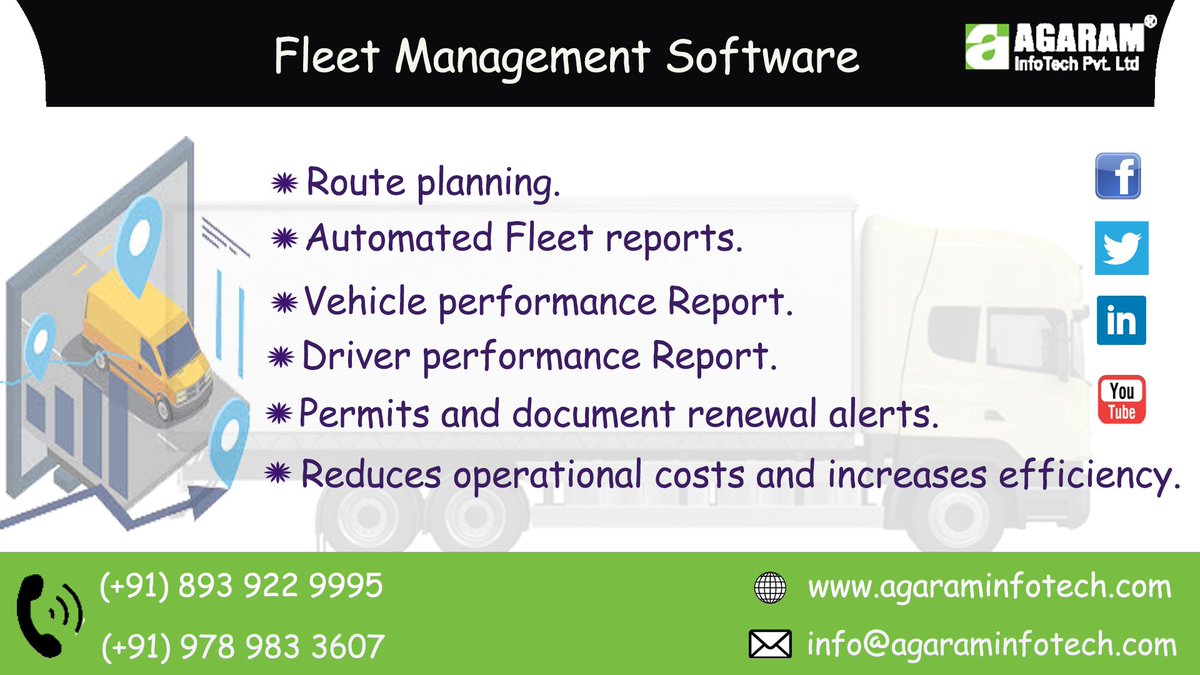 AgaramInfoTech's tweet image. AgES Logistics Management Software offers effective Vehicle Management System which ensures optimal utilization of resources possible with appropriate vehicle planning and supervision of fleet operations.

#AgaramInfoTech #FleetManagementSoftware #AgES #VehicleManagementSystem