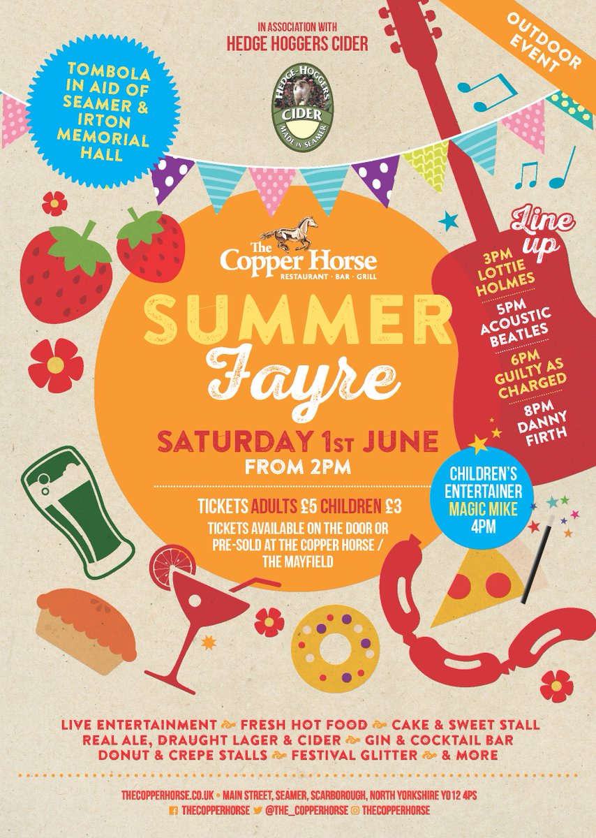 🎉😎We have a very exciting event coming up this June, our first ever Summer Fayre with fresh food, drink and live entertainment all day! 🍴🎶🥘Tickets available in-house or book them online - bit.ly/2LfXXIY