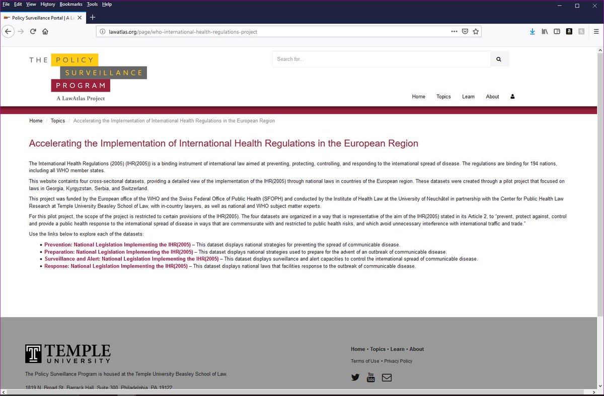 LawAtlas's tweet image. LawAtlas goes global! We published 4 new international maps published capturing details of implementation of @WHO IHR(2005) Article 2 in Georgia, Kyrgyzstan, Serbia &amp;amp; Switzerland.  @UniNeuchatel @WHO_Europe @LegalScienceLLC #legalepi

🌍 Explore the data: ow.ly/I1Fg50tiPAE