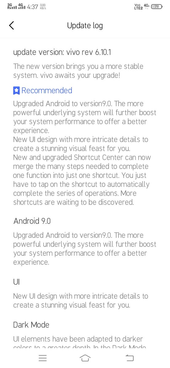 my #VivoV11pro got update of android 9 pie. thanks to @Vivo_India