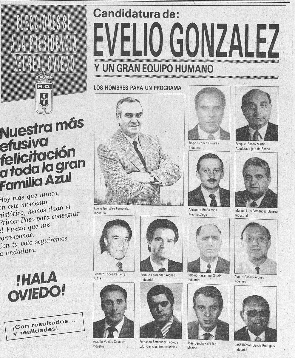 Por cierto, navegando por #hemeroteca un poco anterior (1989), me encontré una candidatura a las últimas elecciones a la presidencia del club. Mirar si os suena alguno de los que iban en la lista... 😝😎
