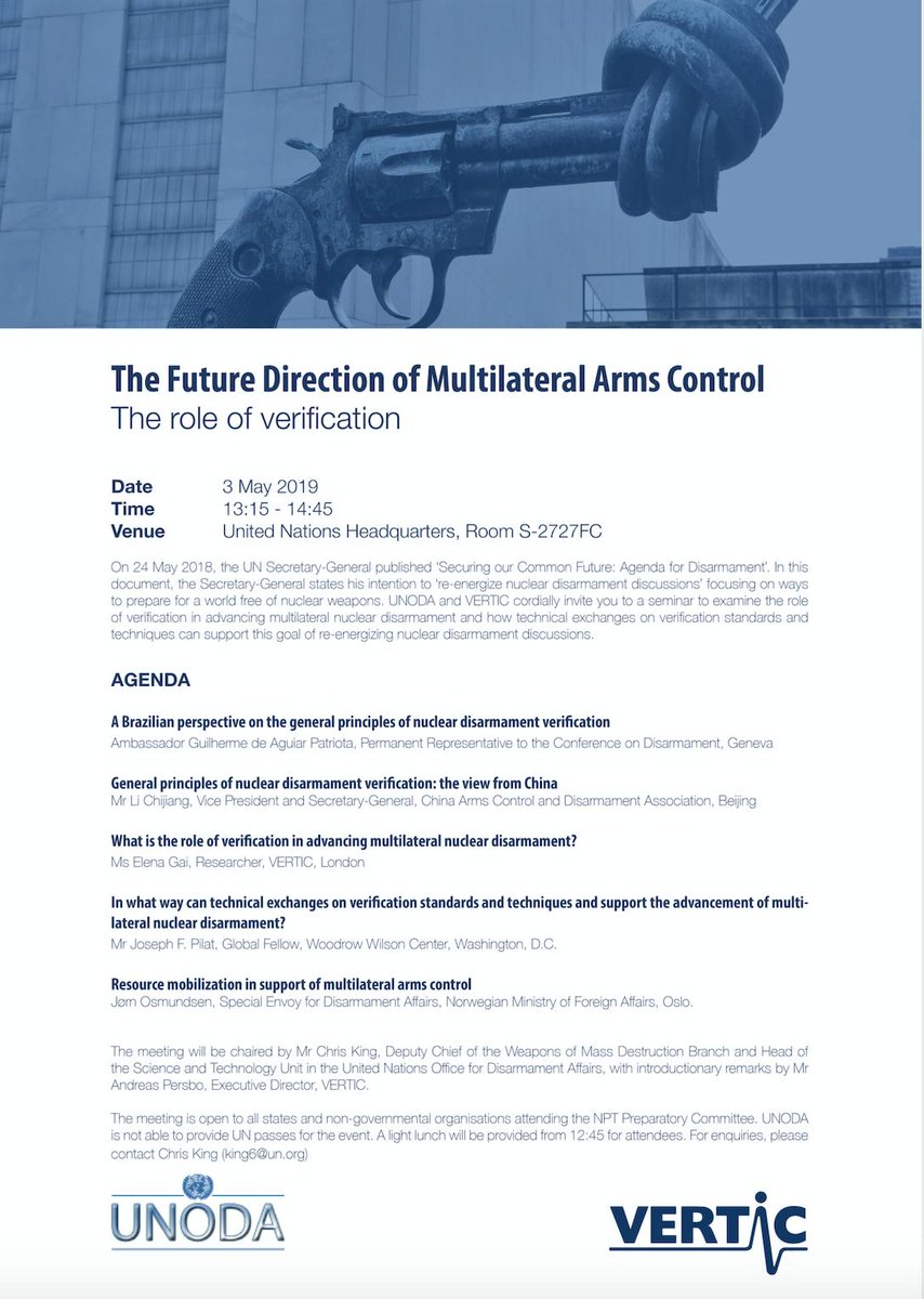 vertic_org's tweet image. Tomorrow, our researcher Elena Gai will discuss the role of verification in advancing nuclear disarmament verification. As #NPT2019 goers will know, we’ve been looking at that for a little while, say three decades or so.

Friday, 1.15pm EDT, Room S-2727FC.

#VerificationMatters