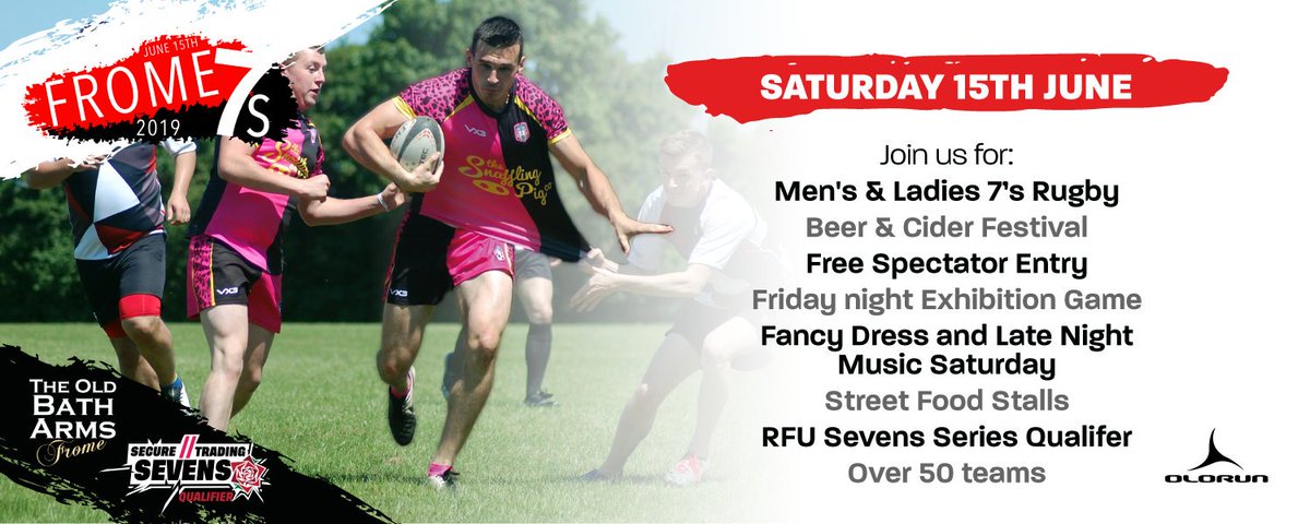 The normal season is almost over, if you cant wait till it starts again come and check out @FromeRFC7s for your #Rugby fix. June 15th frome7s.co.uk #RugbySevens #SummerSports #WhenInFrome