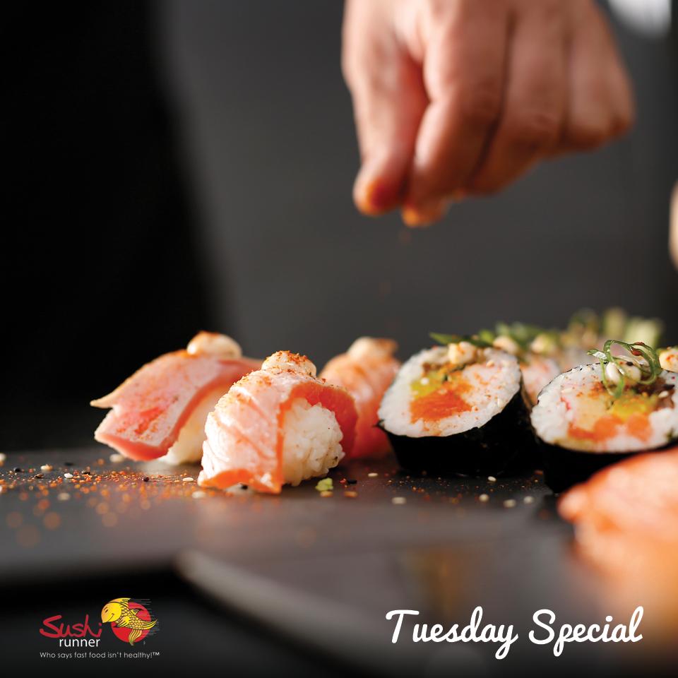 SushiRunner's tweet photo. Happy Monday!
All sushi burritos 50% off.
Limited time offer. Valid for dine-in, delivery and take away.
#sushirunner #sushi #sushiaddicts #foodie #miami #food #sushilove #sushitime🍣 #healtyfood #florida #tuesday https://t.co/5YcyHrODHB