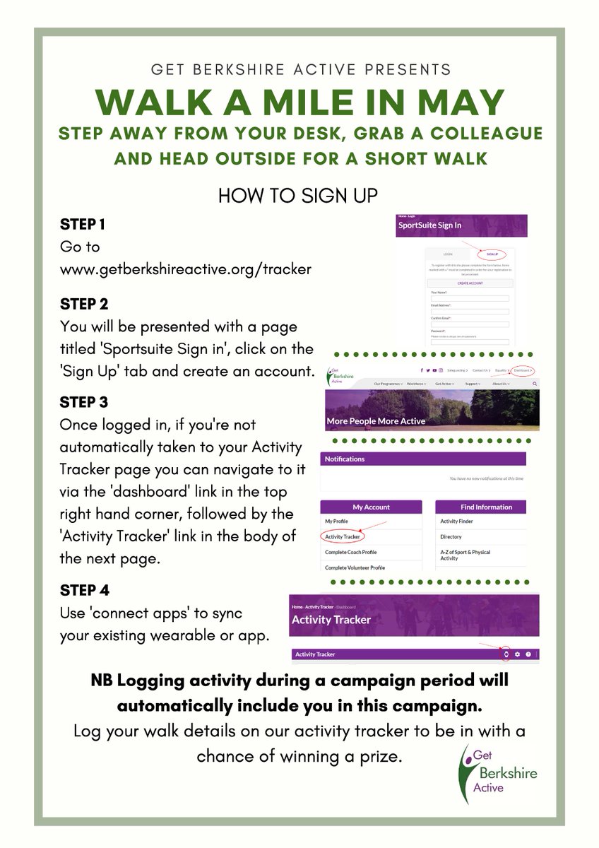 #StressAwarnessMonth is coming to an end so why not start #NationalWalkingMonth by keeping up the positivity & joining @GetBerksActive in the walking a mile in May challenge! #GetInvolved