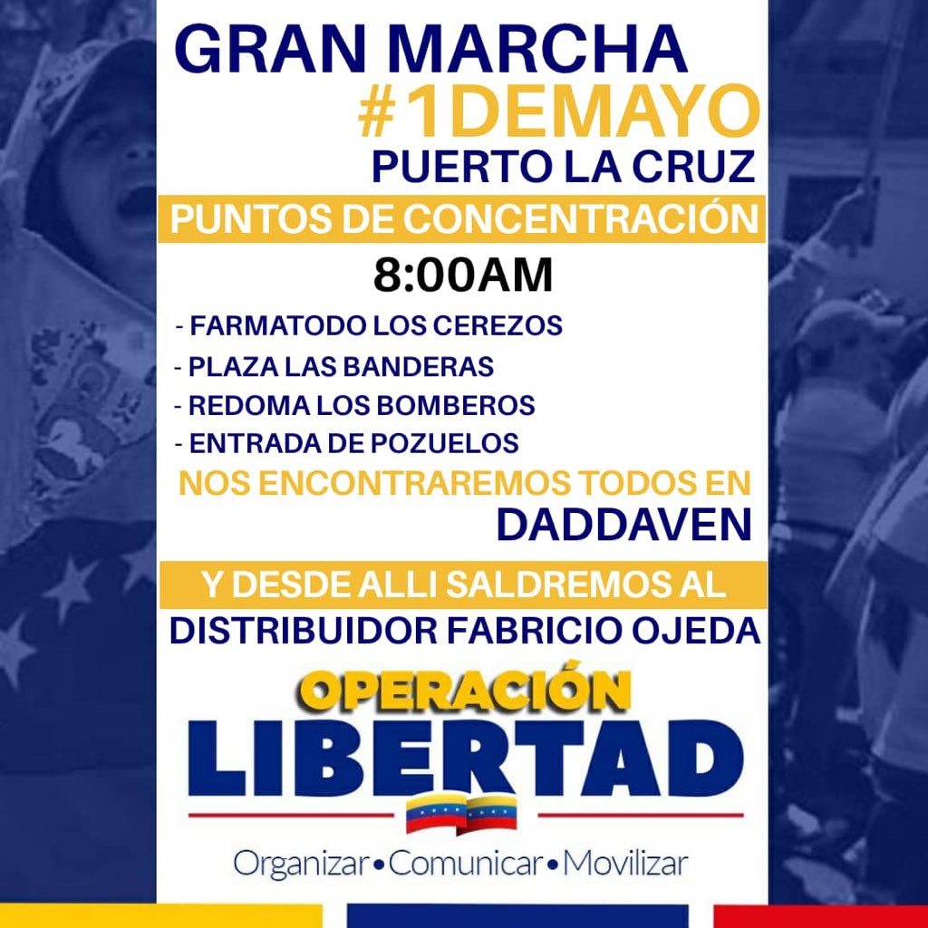 ManuelRiveraB's tweet photo. #30May La #OperacionLibertad inició. #Anzoategui todos a sus puntos de concentración. El 1ro de Mayo es HOY, vamos por el Cese de Usurpación. Adjunto las convocatorias de mañana que ejecutaremos HOY. #SiSePuede https://t.co/K10A4S3Gjl