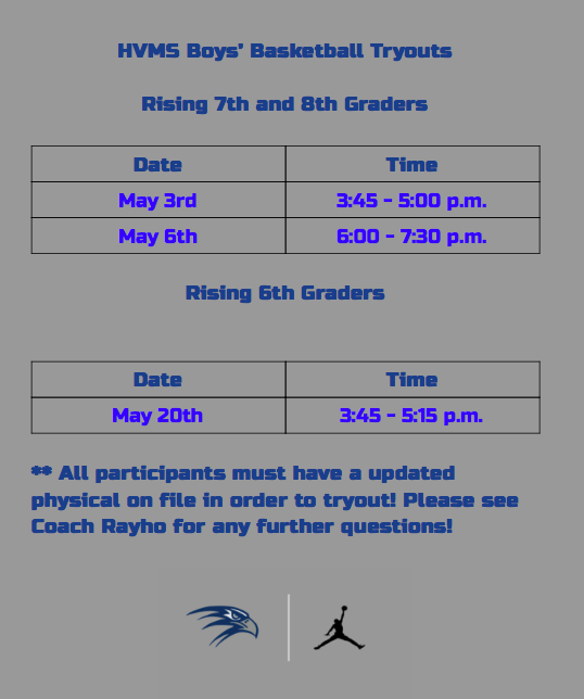 OHSCoachRayho's tweet photo. Attention: HVMS Boys' Basketball Tryout Information! #GoHawks https://t.co/aLFBD2TqTv