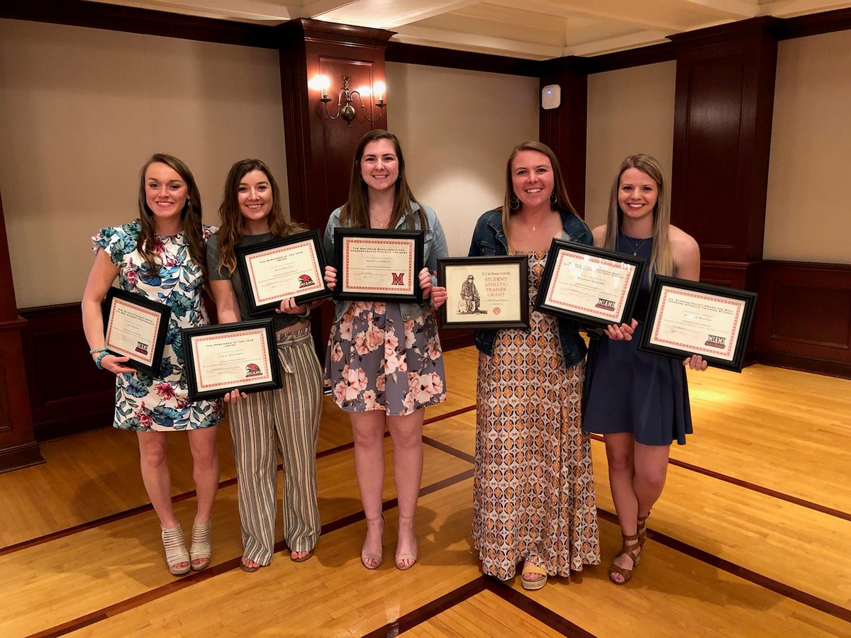 MiamiOH_SptsMed's tweet photo. (1/2) 
@MiamiMusata
 held their annual banquet Sunday. Congrats to this year's winners: 

Frick Scholarship: Kristin Sondys
EJ Colville Grant: McKenna Drevno https://t.co/og5jT1h8OX