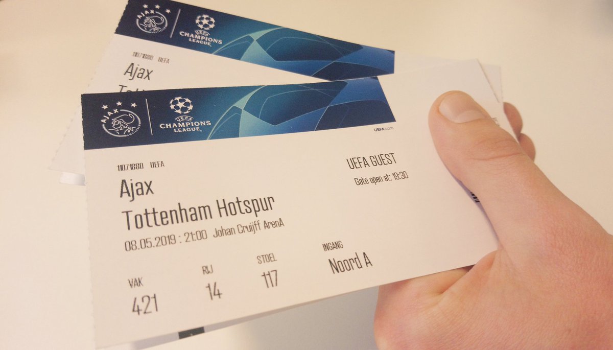 🗣 Les grandes équipes, the Champiooooons! 🗣

Woensdag 8 mei, <a href="/AFCAjax/">AFC Ajax</a> – <a href="/SpursOfficial/">Tottenham Hotspur</a> 🏆⚽. We geven 2 x 2 First Class Tickets weg, want zo zijn we. Klinkt winnen je als het #UCL-Anthem in de oren? Retweet deze tweet + show us some love in de comments. GOOOO! 👇