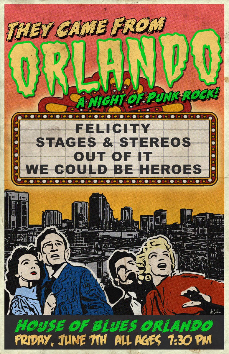 THEY CAME FROM #Orlando! 

Friday June 7th We'll be hitting the <a href="/HOBOrlando/">House of Blues Orlando</a> stage with our boys in <a href="/stages_stereos/">🦩STAGES & STEREOS🦩</a>, <a href="/OutOfItPopPunk/">Out of It</a>, &amp; <a href="/WCBH_official/">We Could Be Heroes</a>!

TIX = ‼️FREE FREE FREE‼️

Use the link to get yours today!

👉 bit.ly/felicityhob