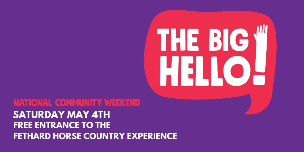 Join us this Saturday May 4th for #TheBigHello! There will be FREE entrance for all to the Fethard Horse Country Experience as well as free refreshments. We hope to see you there 👋