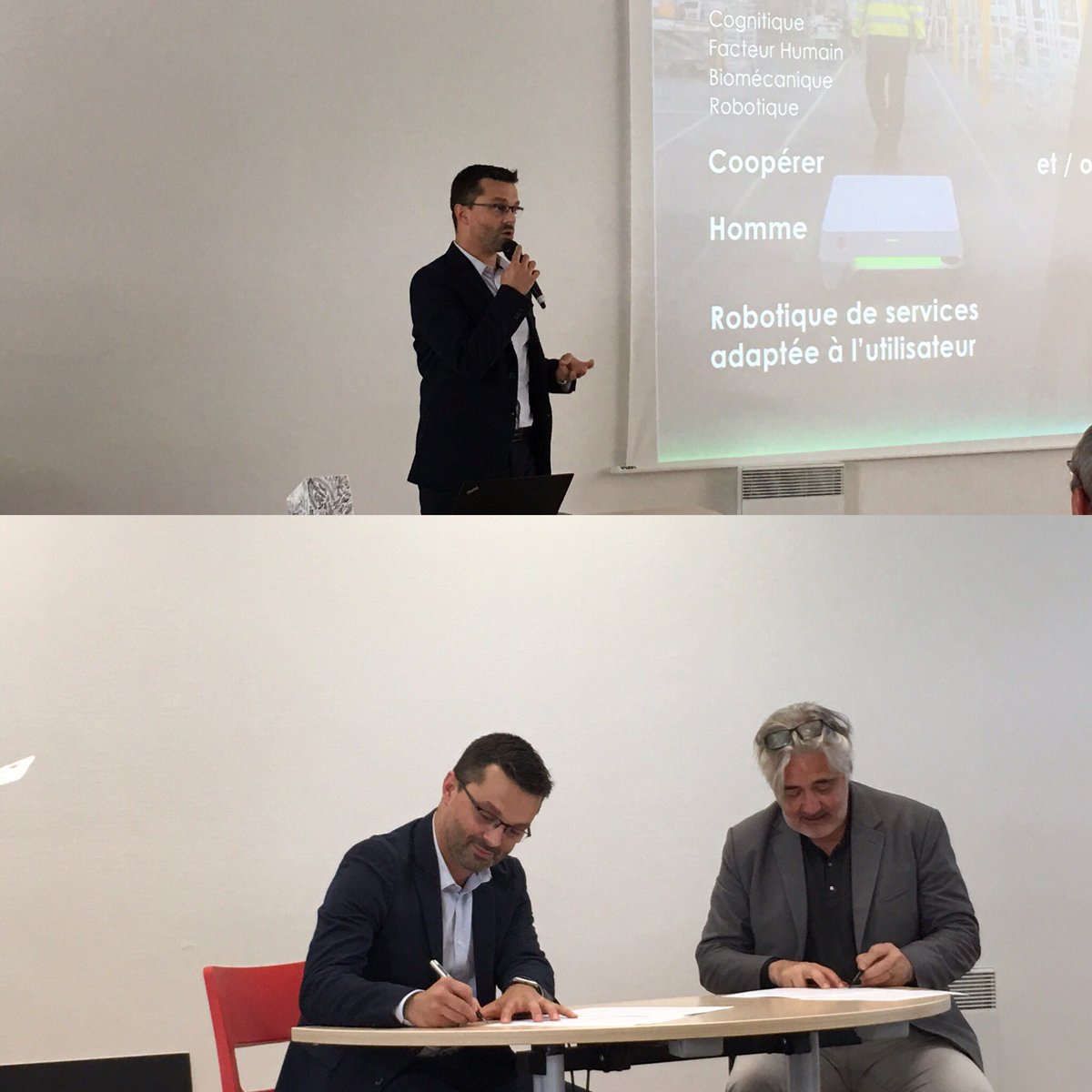 lecolededesign's tweet image. Signature d’un accord cadre de 3 ans avec @e_cobot #humanmachine #cobot #robot pour développer des projets, des stages et de la formation continue #design