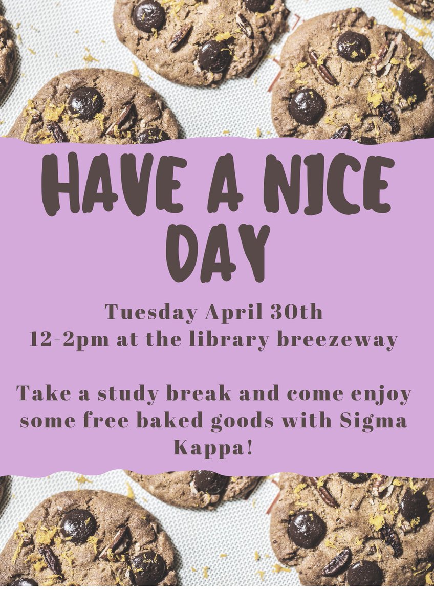 Come join us for a study break today and enjoy some free baked goods!💕
