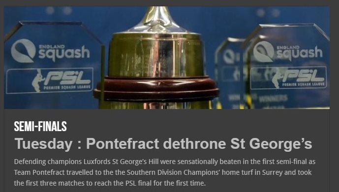 pslsquash's tweet photo. Semi-Finals : Pontefract beat defending champions St George's Hill to reach a first PSL final ...

https://t.co/P39uvMIddF https://t.co/cYKUcafqzC