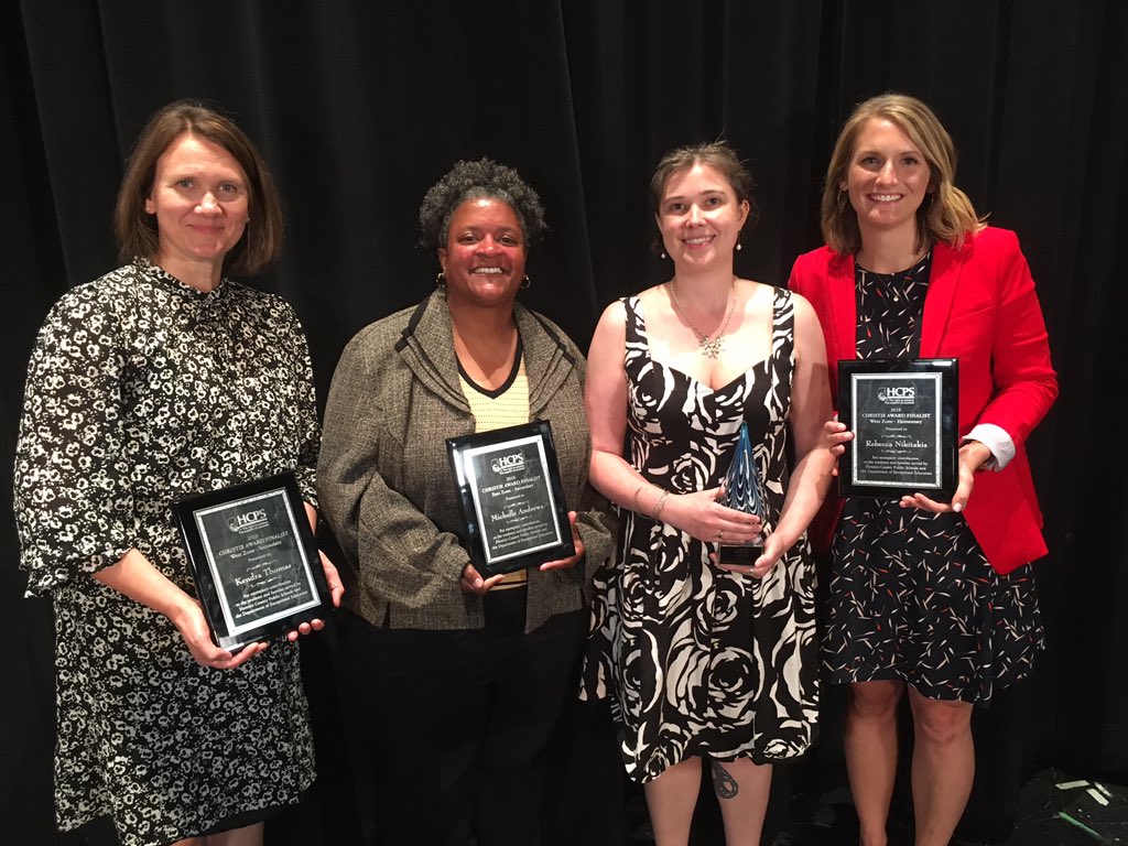 HenricoSchools's tweet photo. And shout-out to Christie Award recipient for Exceptional Education Teacher of the Year, Sarah Gordon of Lakeside Elementary School (second from right) seen here with finalists Kendra Thomas, Michele Andrews and Rebecca Nikitakis! https://t.co/VAmJLkaFB6