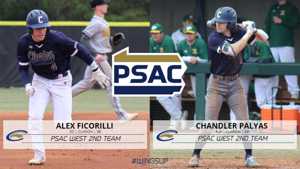 ClarionEagles's tweet image. Sophomore infielder Alex Ficorilli and Red-Shirt Junior outfield Chandler Palyas have been honored with PSAC West 2nd Team All-Conference selections