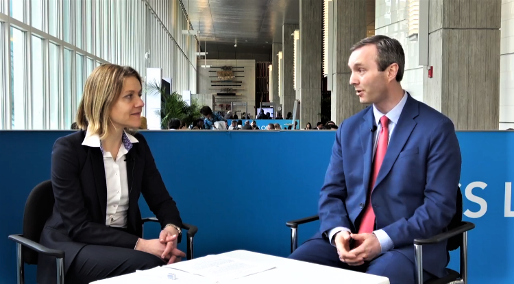 WorldBankGroup's tweet photo. "We're seeing a new generation of solutions related to #blockchain, #DLT &amp; digital governance platforms -- and that's immensely exciting." Watch our interview with Tomicah Tilleman on the potential of blockchain tech in developing countries. https://t.co/iQby5W0imf #WBGMeetings https://t.co/mTL07SKQWa