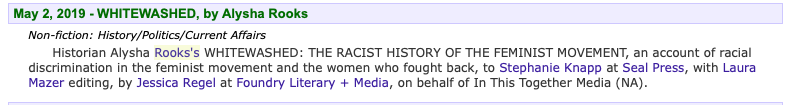 jessregel's tweet photo. This book basically un-whitesplains feminist history and I couldn't be more excited about it. Congrats @AlyshaRooks @intogethermedia and @SealPress! https://t.co/EDrUr9UEZO