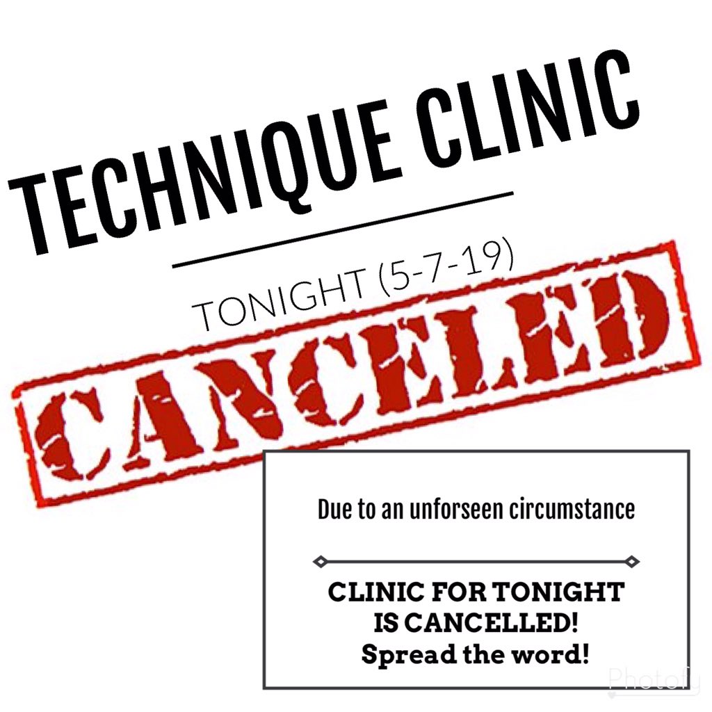 HF2VD's tweet photo. TUESDAY TECHNIQUE CLINIC #4
CANCELLED!!!! Unfortunately tonights clinic is cancelled due to an unforeseen circumstance!!!                                         🚨SPREAD THIS NEWS!!! 🚨 https://t.co/TXzkcCCWlO