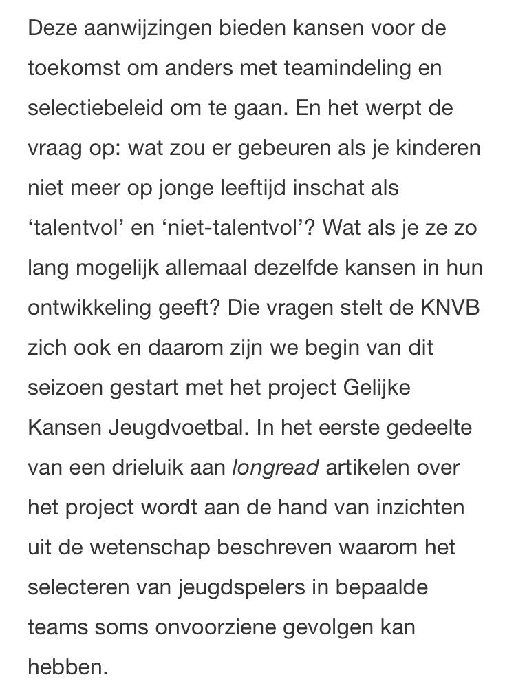 JvanderB78's tweet photo. Gelijke Kansen Jeugdvoetbal: “De onvoorziene gevolgen van vroeg selecteren”. Binnenkort meer ...... #sneakpreview #longread ⤵️ ⚽️🇳🇱💪🏼 @KNVB #teamindeling #selectiebeleid https://t.co/ulcNeWUOsf