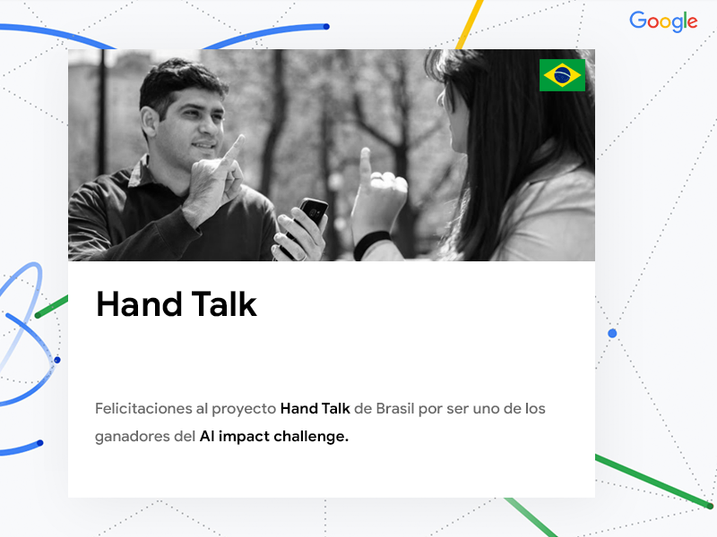 googleespanol's tweet image. Dentro de un grupo de 119 países y 2602 participantes, han sido seleccionados 20 proyectos como ganadores del #AIimpactChallenge.¿Y saben qué? Brasil y Colombia están dentro de esta lista. Lean los detalles #io19 &amp;gt; goo.gle/2Vi2uiG