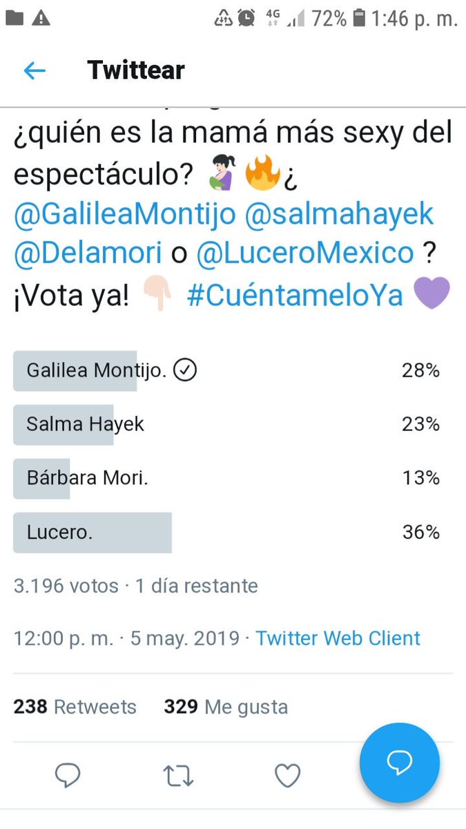 danimercado18's tweet photo. A empezar a votar por @GalileaMontijo  en la cuenta de @CuentameloYaOf https://t.co/9758vA8Yte