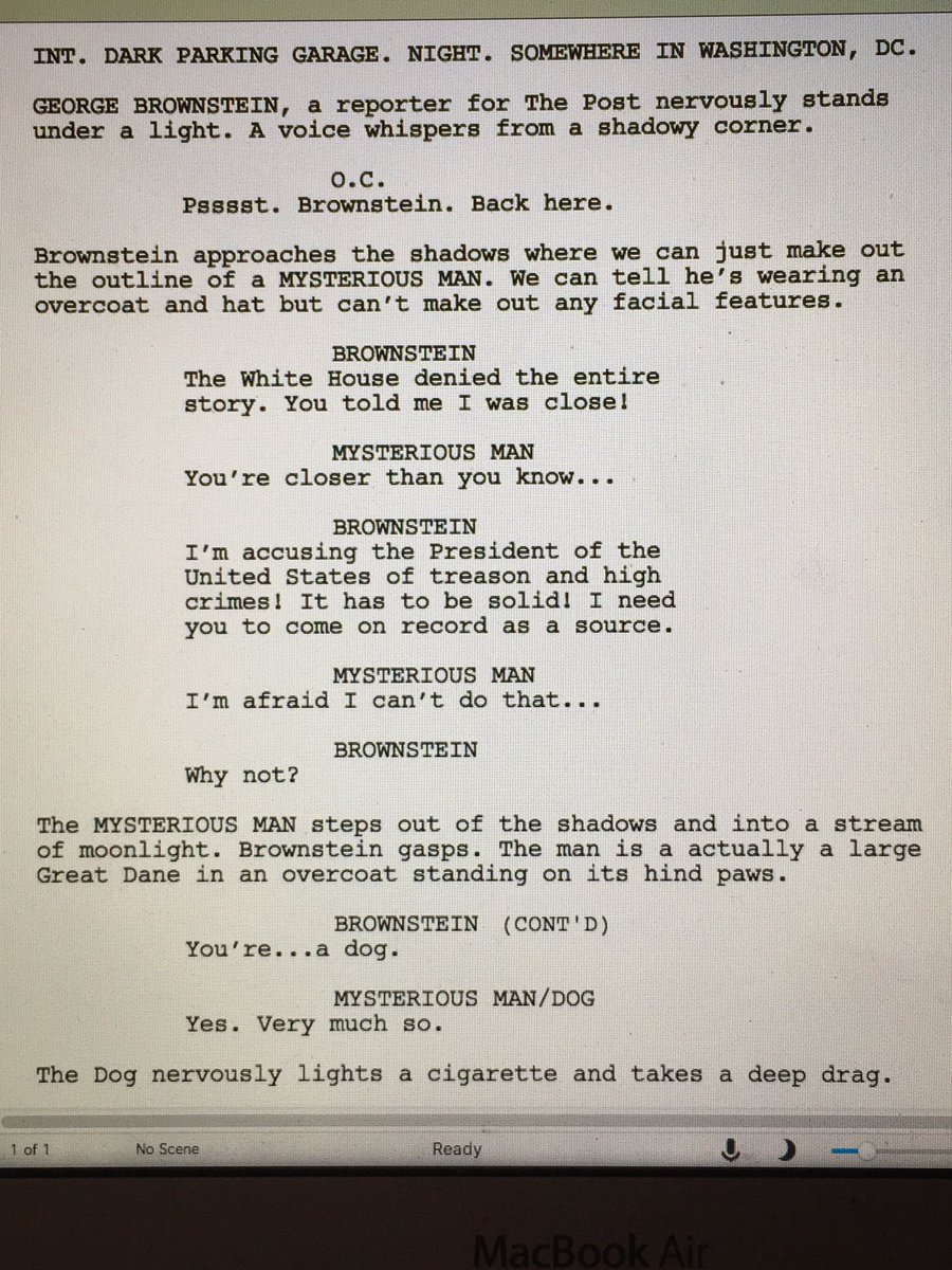 Been awhile. Working on something about a reporter trying to break a huge story...