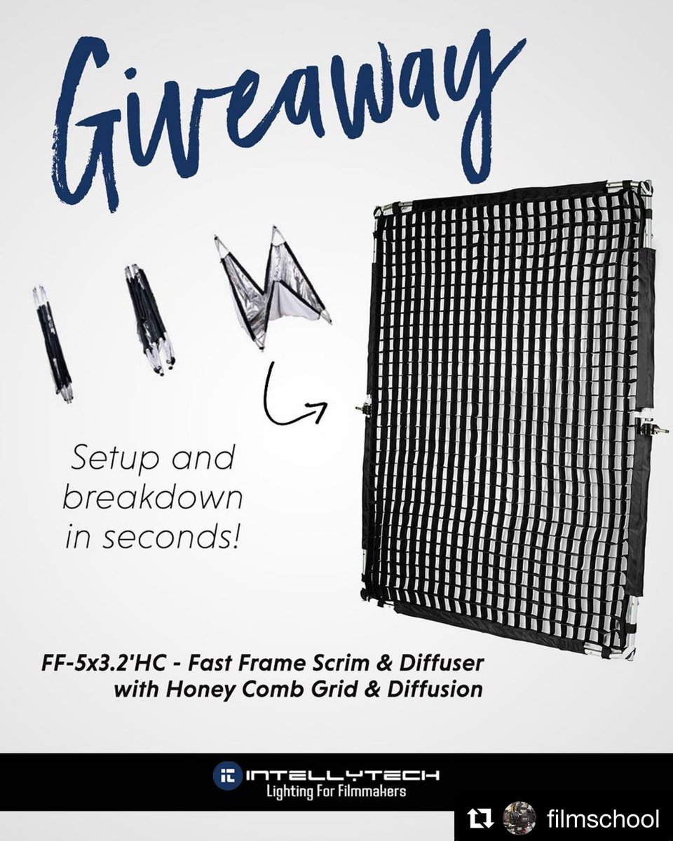 IntellytechLED's tweet photo. We’re giving away a Fast Frame Scrim & Diffuser! To enter:
👉🏽 Follow @intellytech & @filmschool on Instagram
👉🏽 Tag 3 friends on either post. Winner will be selected on Friday night! #litbyintellytech #fastframe #supportindiefilm #indiefilm #filmmaker #filmschool #Filmmaker https://t.co/HMulJTAj2H
