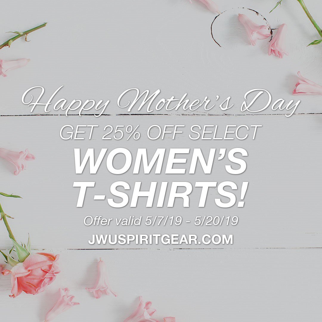 JWUPVDO's tweet photo. Hey there Wildcats, Mothers day weekend is coming up and JWU Spirit Gear is having a sale on all women's tees. Make sure to visit the https://t.co/OpkknqDul1 site to take advantage of this awesome sale! Sale ends May 20th so act now before your time is up! https://t.co/h8g1ysPhaz