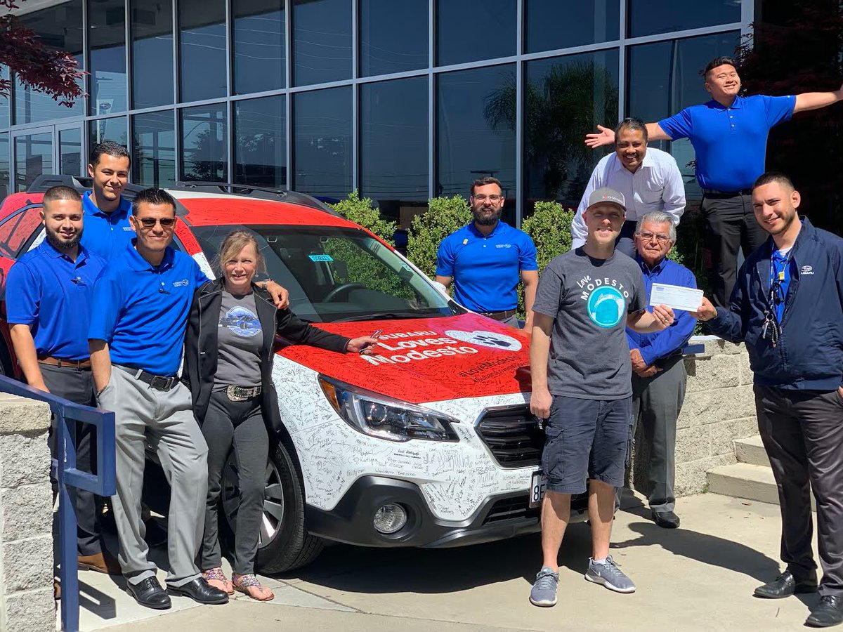 LoveModesto's tweet photo. Thank you, Modesto! 
3,212 of you signed this year's Modesto Subaru​ Love Modesto car! Thank you Modesto Subaru for donating $3,212 ($1 for each signature) to Love Modesto and for the difference we are making together in our community! #LoveMo #SubaruLovesModesto https://t.co/kAyK7cFKax