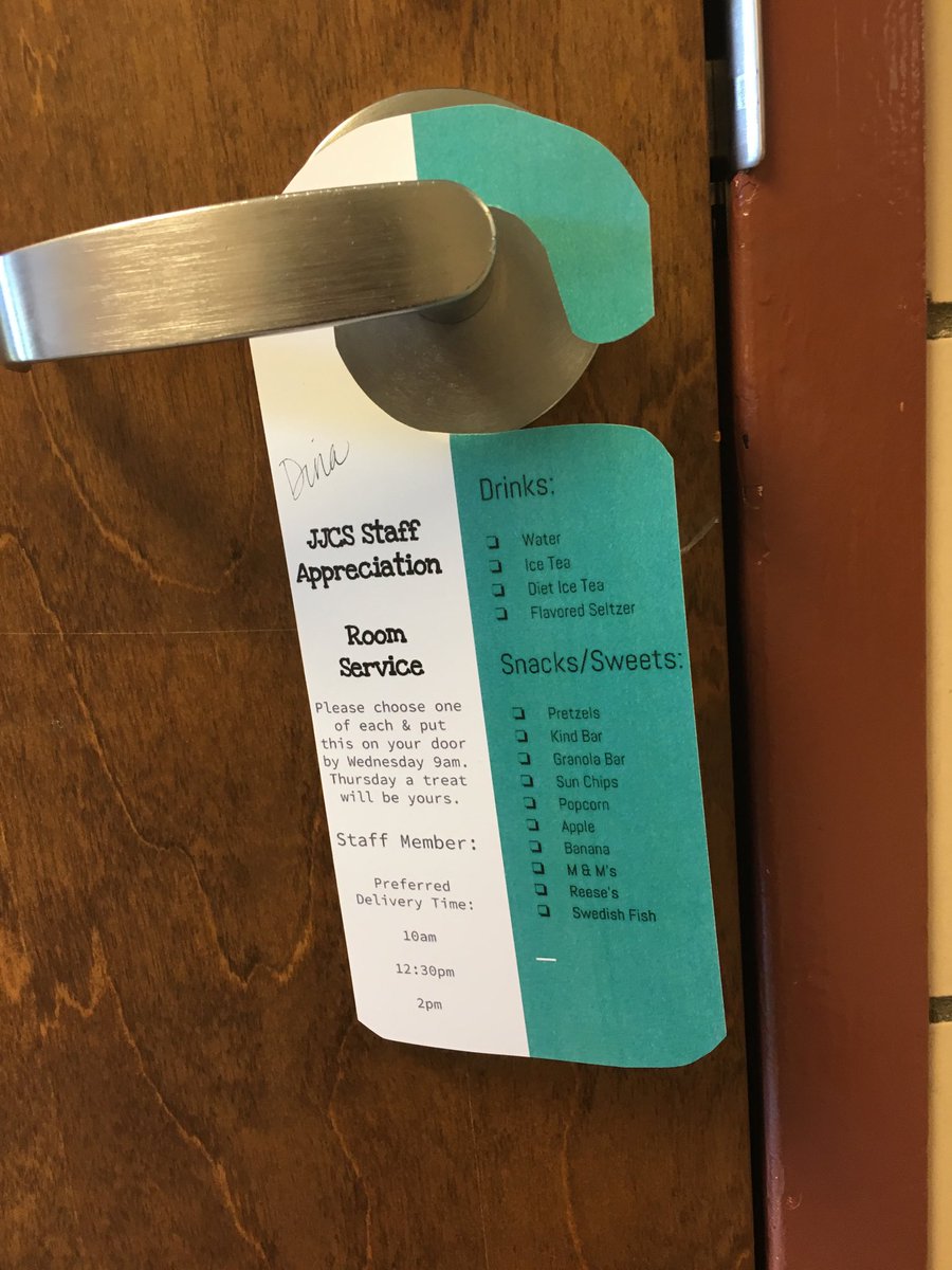 JJCAtkinson's tweet photo. The staff gets to order room service at JJCS! What a special treat! Thank you for always making us feel appreciated! Take a moment to appreciate how awesome you are! ⁦@FTS_TShaw⁩ ⁦@JJCsupervisor⁩ ⁦@CatenaColts⁩ #TeacherAppreciationWeek2019 https://t.co/mZRjmTXwbN