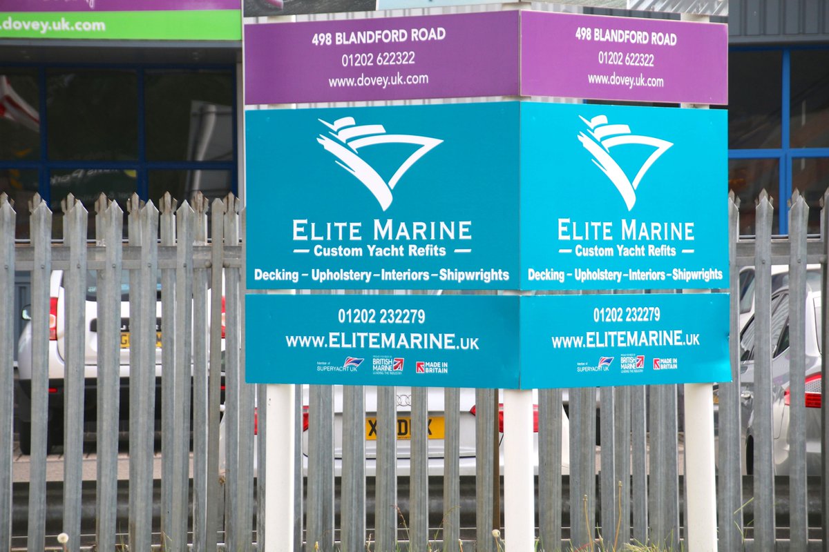elitemarineuk's tweet photo. Just loving our shiny new signage making it so much easier for you to find us. Pop by and take a look at the complete refit services we offer and the transformations we have underway.
#eliteteam #elitemarine #permateek #completemarinerefits #pooleharbour #pooleharbourboatshow https://t.co/tb6OEW0UOC