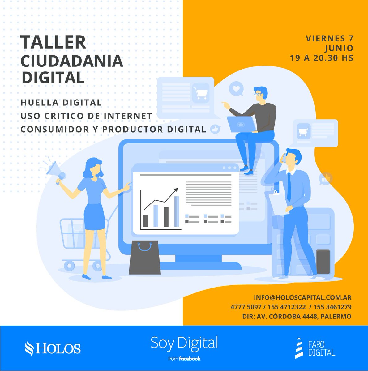HolosCapital's tweet photo. 📱TALLER CIUDADANÍA DIGITAL📱 de @farodigitalok 
👉Agendá: El Viernes 7/6 a las 19 hs! Es gratuito.
Anotate! Te esperamos!
🔹Abierto a todo público mayor de 16 años.
#digital #mundodigital #internet #redessociales #ciudadanía #digital #detox @digitaldetoxBA https://t.co/GKa9qUl3Hu