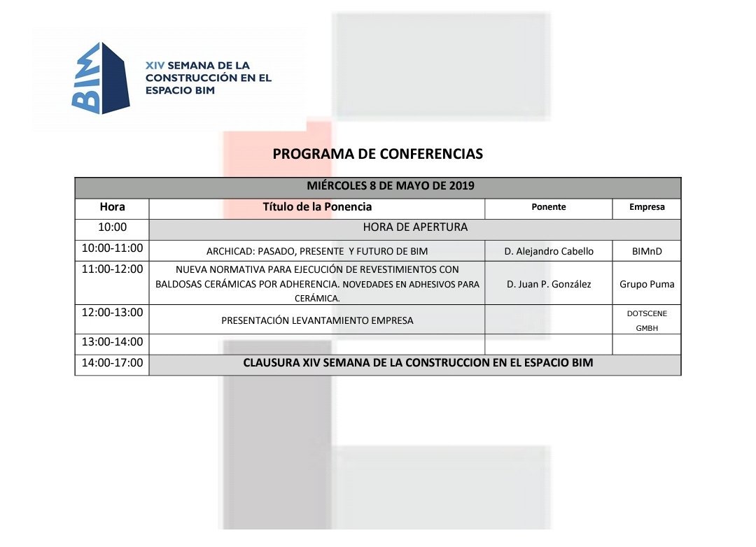 etsie_ugr's tweet photo. Mañana, 8 de Mayo, ultimo día de la @14semanabim. Os adjuntamos el programa de ponencias, workshop y demostraciones que se van a desarrollar.

Te la vas a perder??

#Edificación
#EdificatuFuturo
#semanadelaconstruccion2019 
#ugr
#ConectAT https://t.co/W7YZW0KvpH