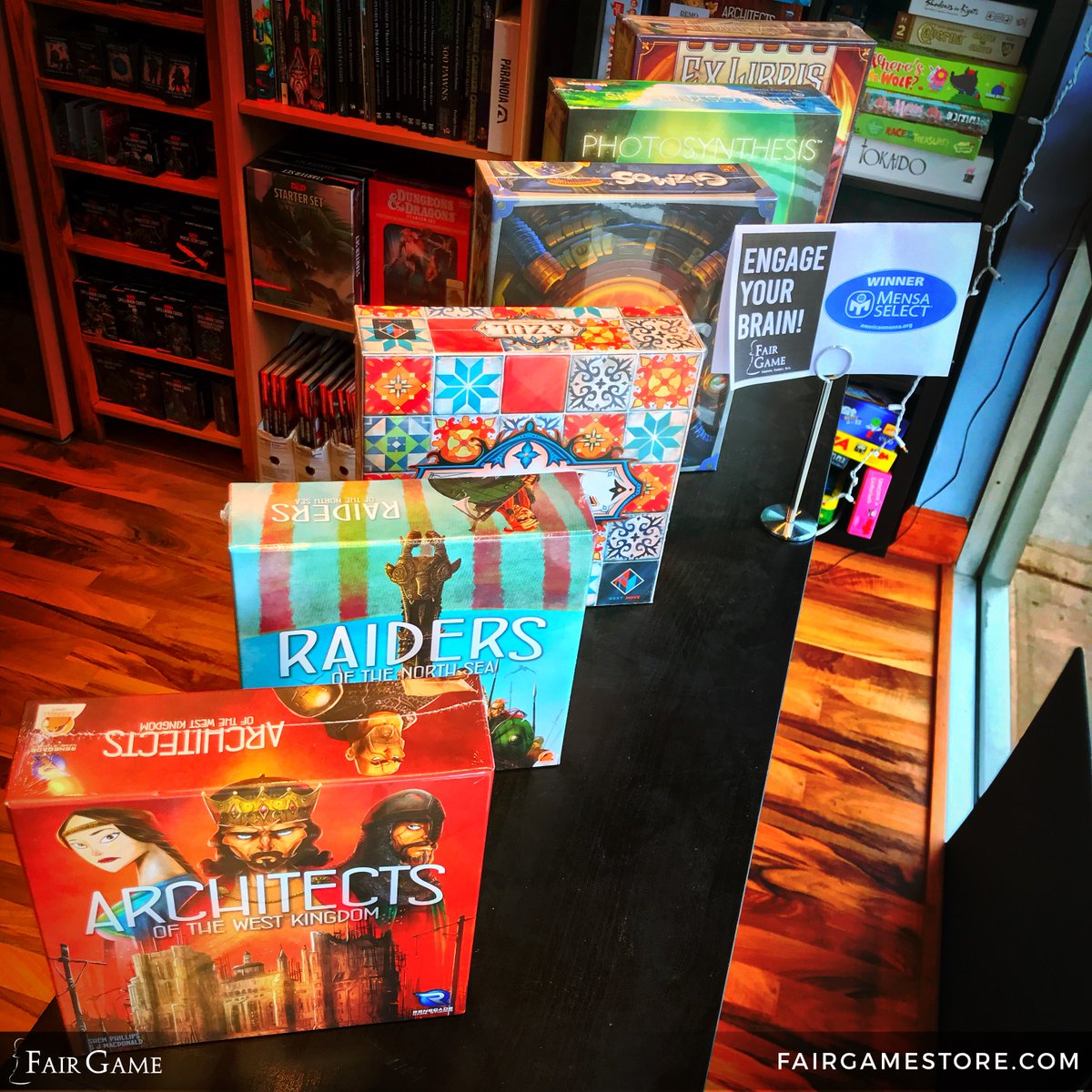 FairGameStore's tweet photo. Summer is coming and we have a bunch of games that are fun and good for the brain too. Keep brains engaged over the summer break with anyone of these Mensa Select winners from @PlayRenegade, @PlanBGames_, @CMONGames & @BlueOrangeGames. #TabletopGames #MensaSelect https://t.co/7khs8ShDOR