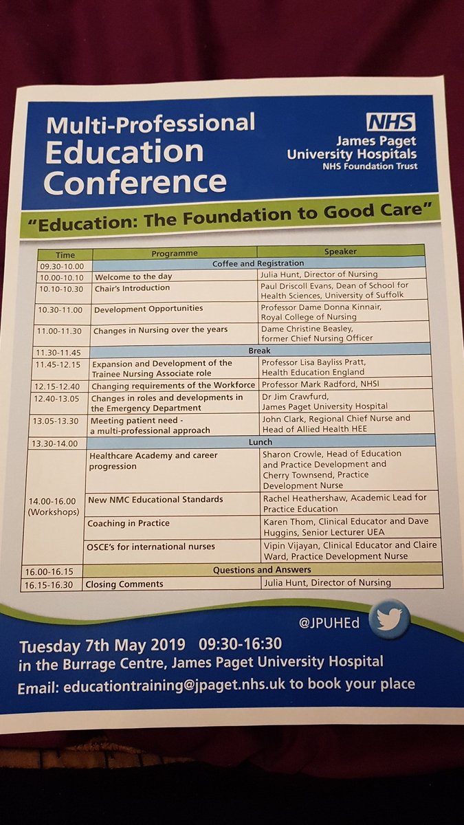 Had an amazing time at this conference today, so lucky to work for @JamesPagetNHS and have these opportunities, also a massive thank you to @natsloub for being an amazing mentor throughout my #traineenursingassociate journey. Thank you to @JPUHEd for this! #proudofthepaget