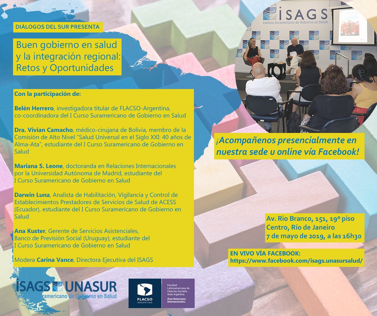 isagsunasur's tweet photo. Diálogos del Sur “Buen gobierno en salud y la integración regional: retos y oportunidades”
Acceda a la transmisión de nuestro evento en vivo a través del siguiente link >>> https://t.co/bB5isPw3ze https://t.co/tQclrMLGvJ