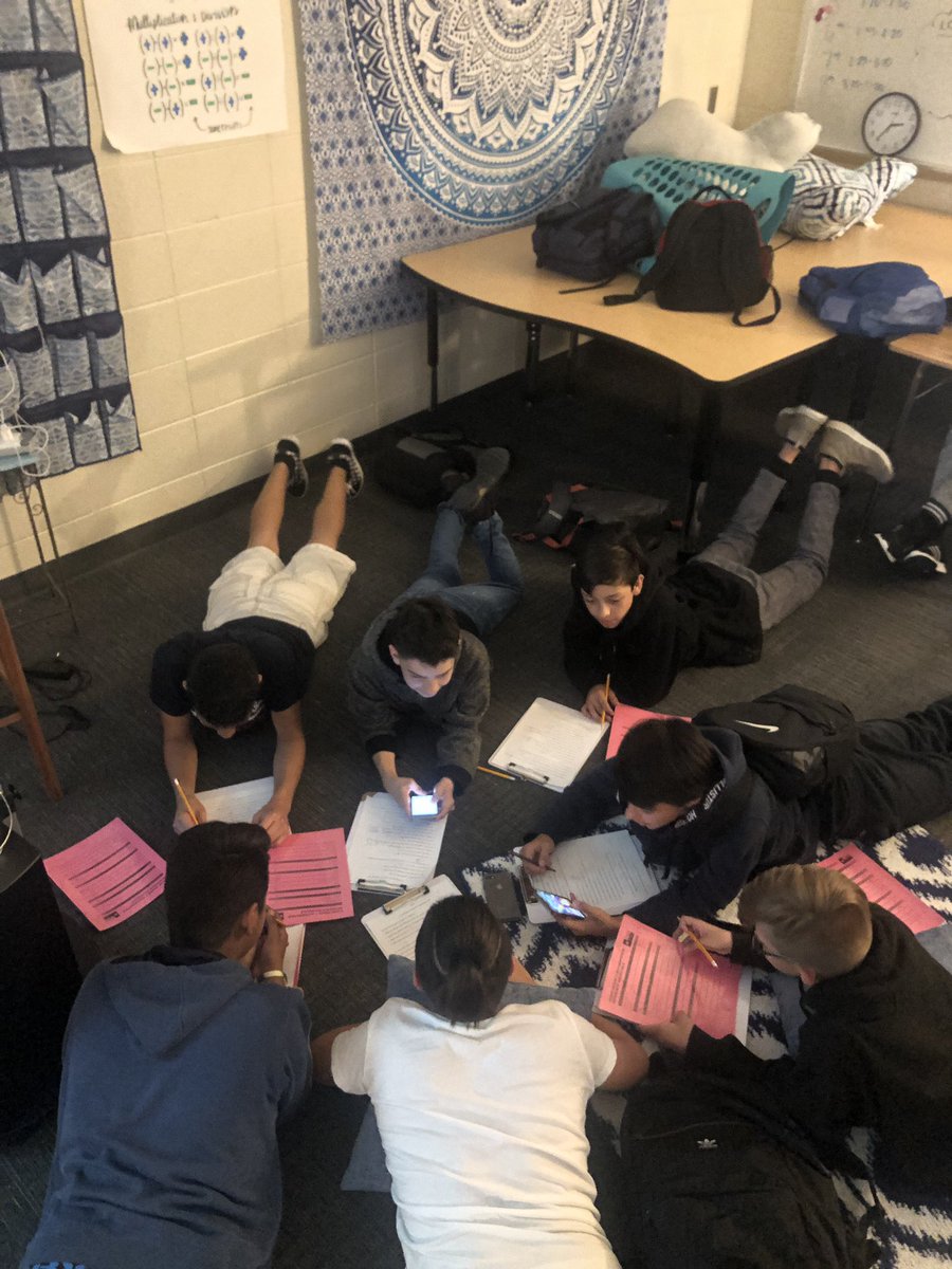 SandersBIS's tweet photo. STAAR Review is better when we’re comfortable! Using our best friend, the STAAR reference chart, on a scavenger hunt in 7th grade math. https://t.co/pQu0fKv6YT