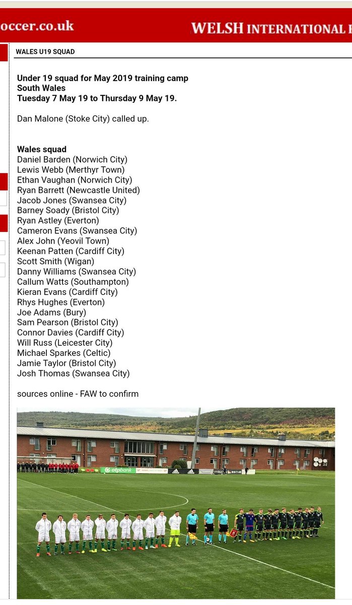 Good luck @DanMalone010  with his call up today for the u19s Wales camp ...
Another amazing opportunity ,#HardWorkNeverFails @Pearoboy25 @StokeCityLive
@stokecity @BaseSoccer