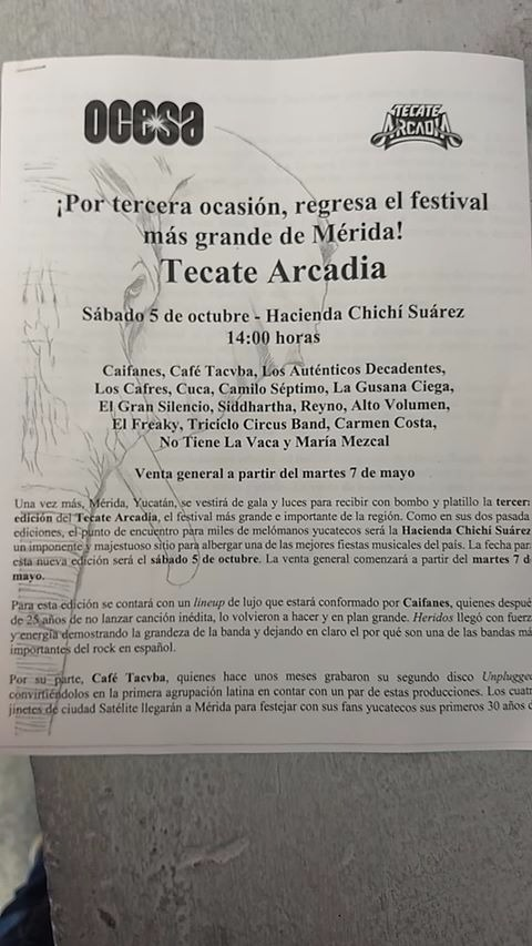 MonstrumMx's tweet photo. ¡@TecateArcadia anuncia cartelera!
Con bandas como @CAIFANESMEX @cafetacvba @LADecadentes @LOSCAFRES @cuca_oficial @CamiloVIImx @lagusanaciega @_ElGranSilencio @IamSiddhartha @REYNOmx @altovolumenband @Triciclocircus @CarmenCostaBand @Ntlvoficial #MaríaMezcal #ElFreaky https://t.co/FRPmetJvX1