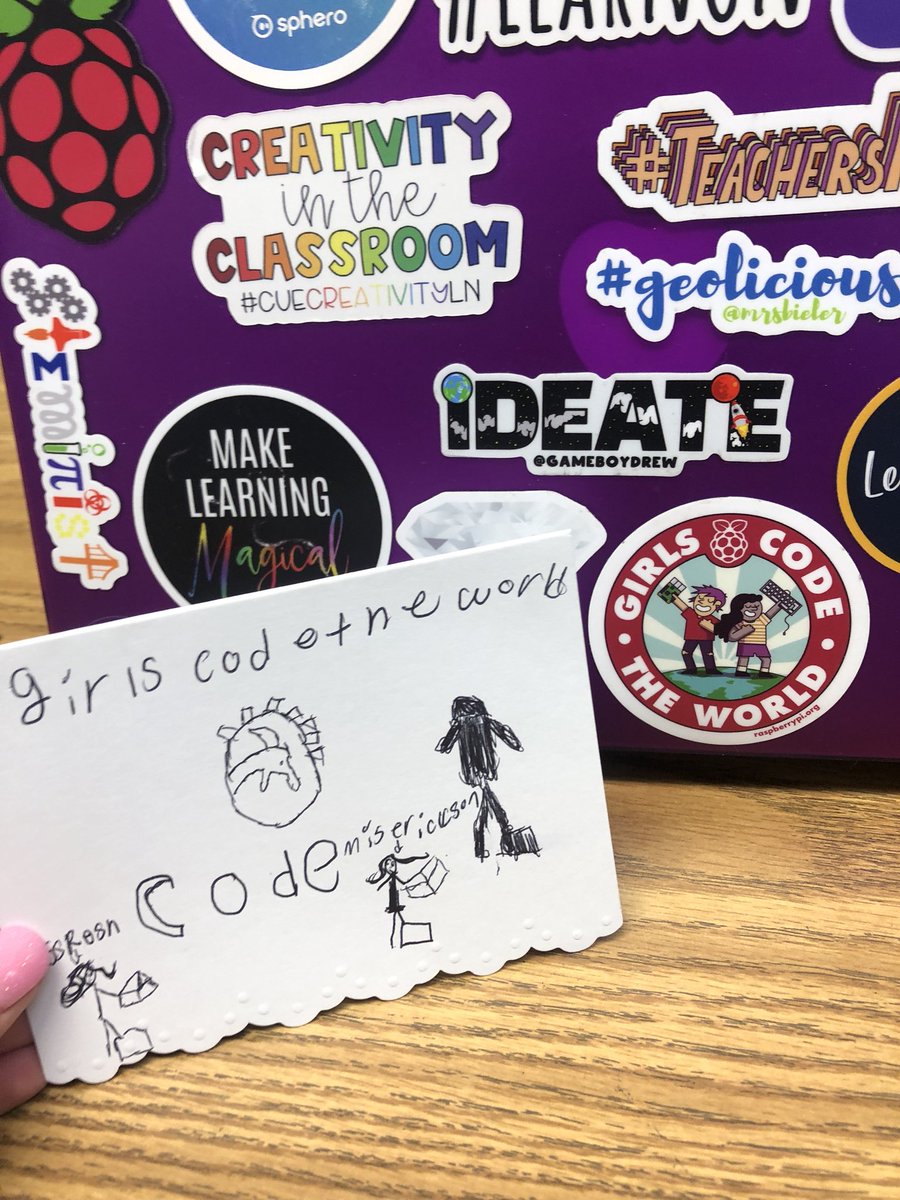 mrsnicoleksmith's tweet image. For #TeacherAppreciationDay I received a sweet card of #GirlsCodeTheWorld! My student even included my teacher bestie, @MissRiesch!🐬✨❤️ #PDposse #PDTwitterBingo #CSPathways