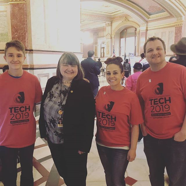 Just hanging out with our state rep at the capitol coding some robots. No big deal. #tech2019 #ccsd93 bit.ly/2H5wlkE