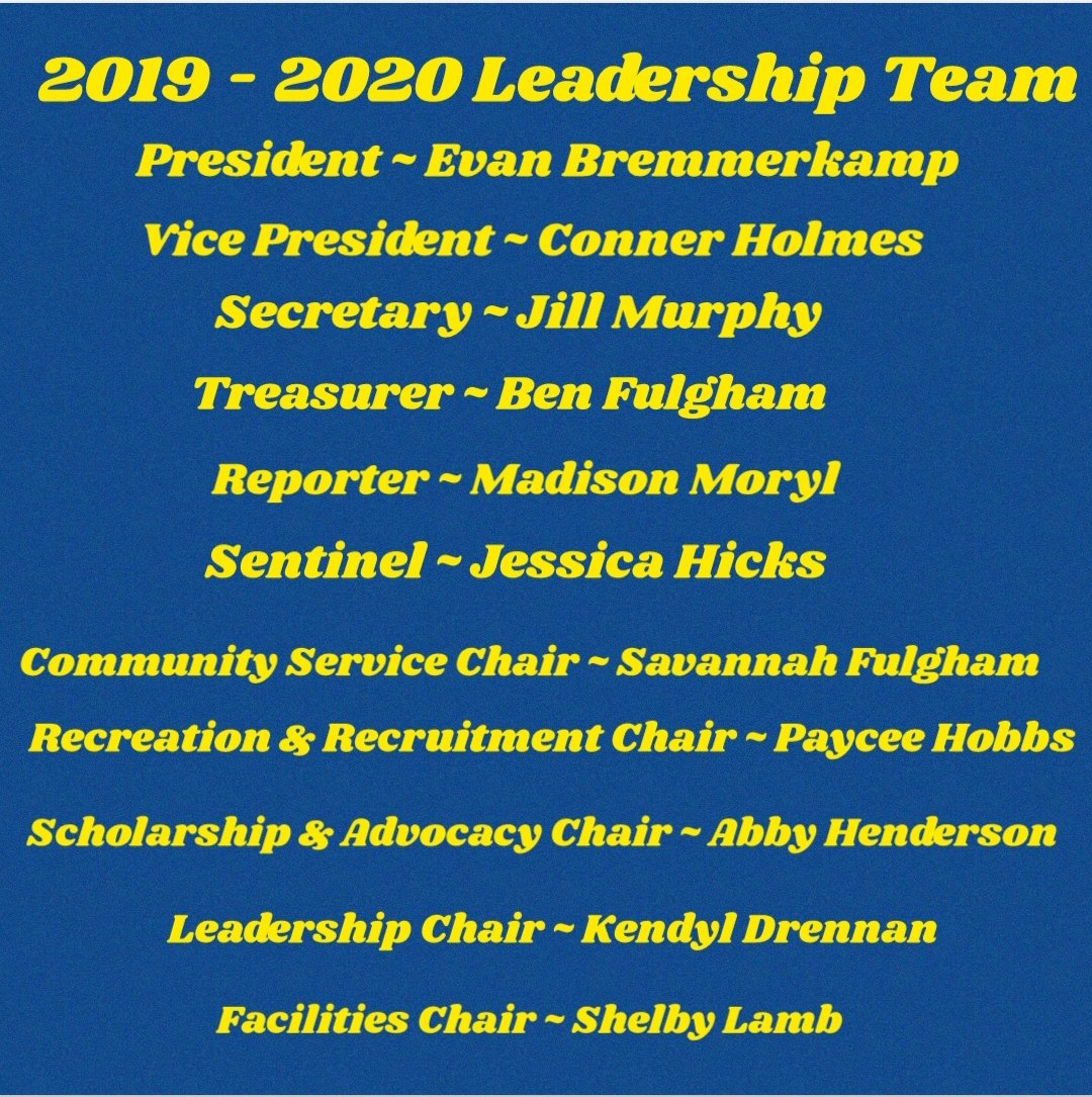 Congratulations to our 2019 - 2020 Leadership Team!!💙💛💙💛