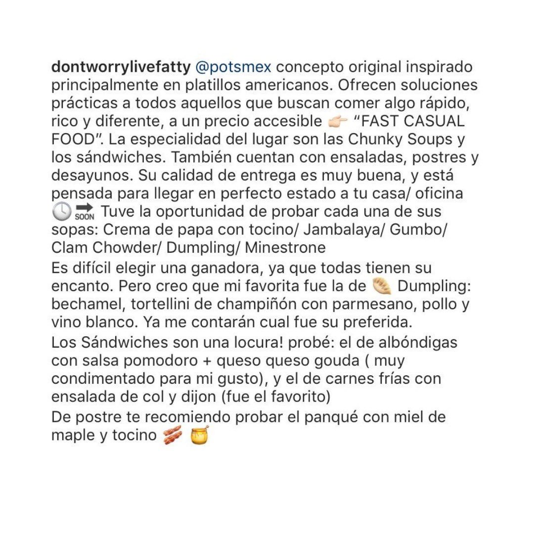 MexPots's tweet photo. Estamos muy agradecidos con @dontworrylivefatty (IG) por la increíble reseña y por las fotos, gracias por el apoyo 

#quierosopa #potsmex #potsmx #pots #foodpornmx #comfortfoodmx #fastcasual #fastcasualmexico #chunkygoodness #chunkygoodnessmx #potspolanco #foodinapot https://t.co/rNUl3rLweK