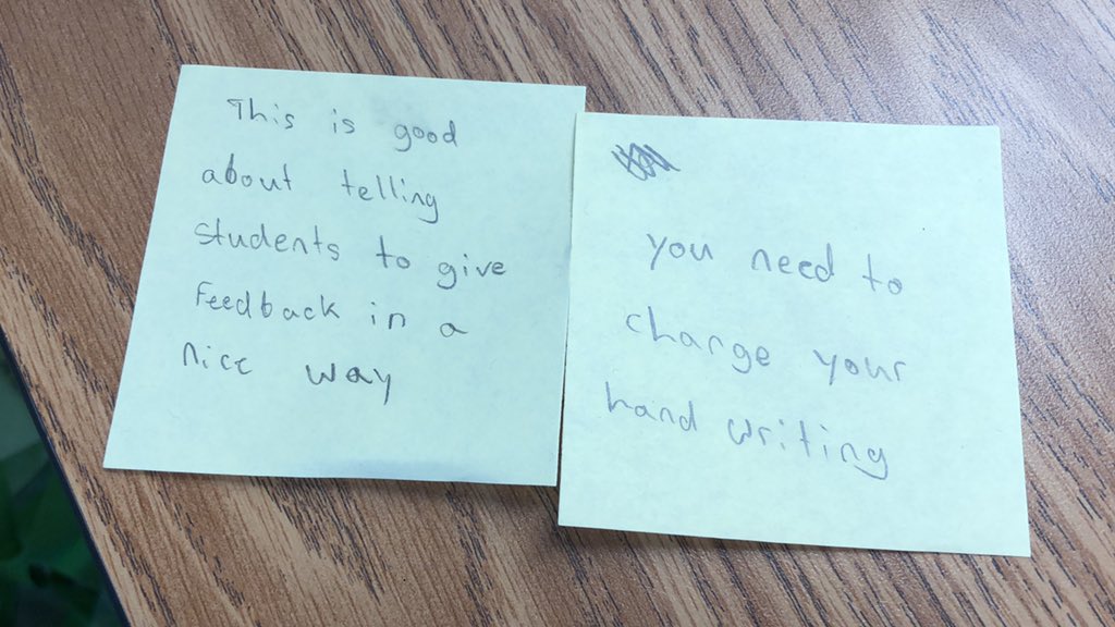 My students wrote positive and specific feedback to each other about their projects. One of my students left me some feedback about my directions/objectives. At least it’s specific! 😂