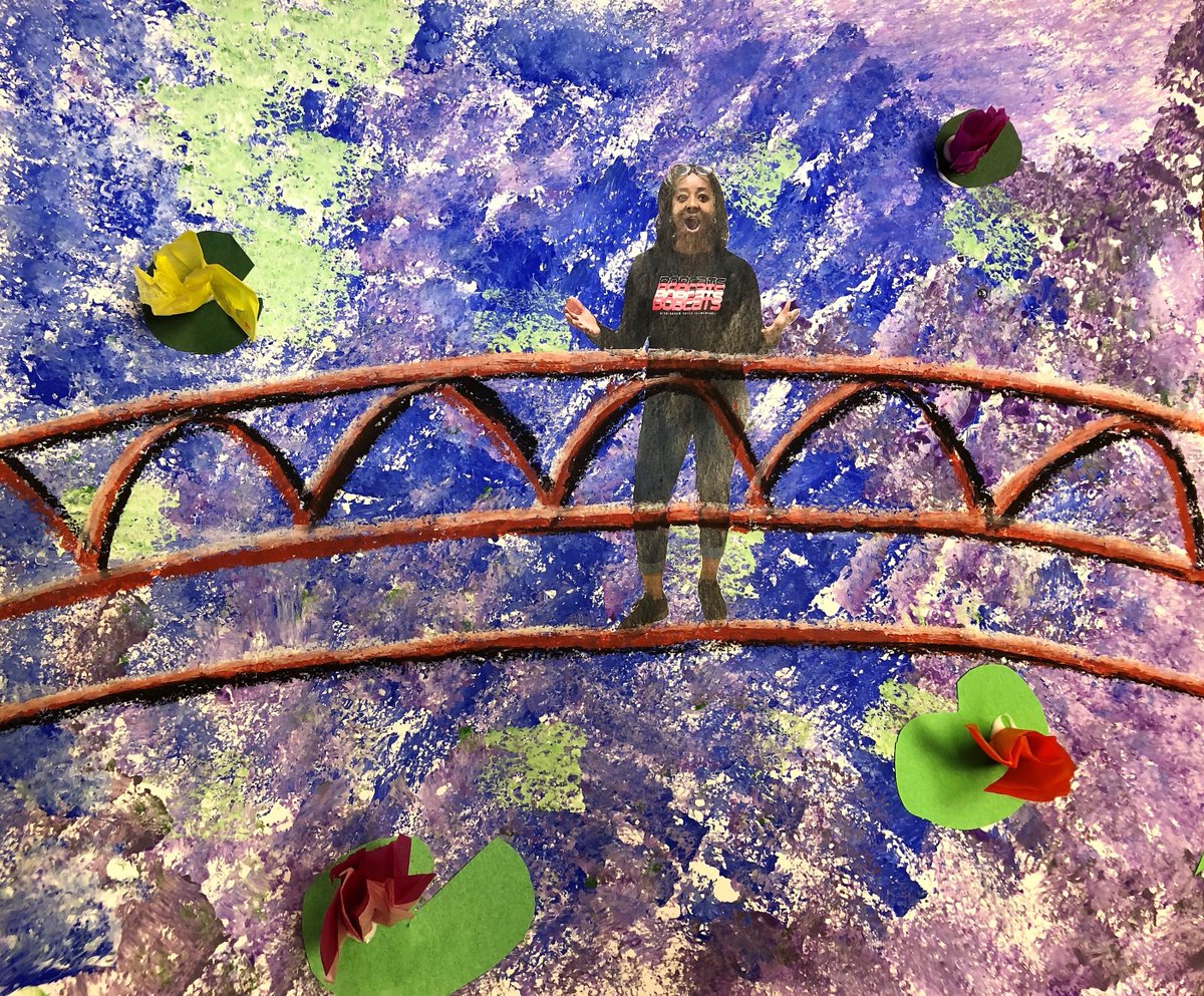 mrsallisonelder's tweet image. Did our admin take a quick trip to Giverny?  Thanks for being such great sports!  #secondgradeart @ArtsFCS @dr_cheatham @principalwebb