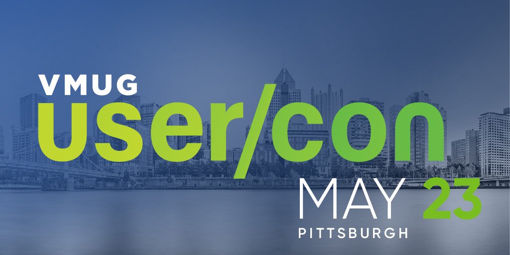 MyVMUG's tweet photo. Join @pghvmug on May 23 for the Pittsburgh VMUG UserCon! Connect with hundreds of VMware users in Western PA at this can't tech miss event.

@kmruddy will start the day with his keynote "Automation is Not Enough!" Register &amp; see the full agenda: https://t.co/14NQtjpboY #PGHVMUG https://t.co/1LKUZ0W93l