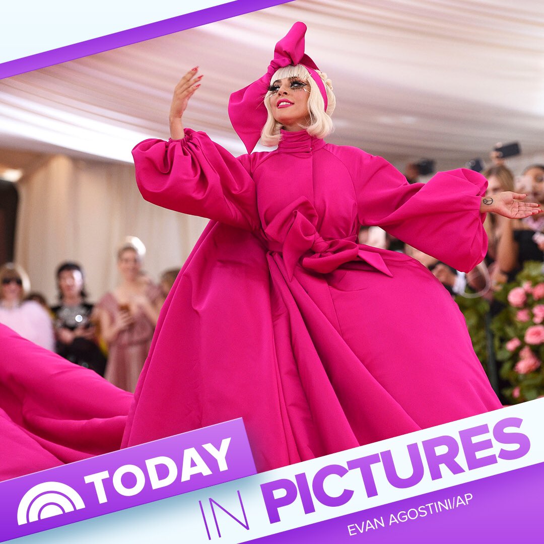 TODAYGraphics's tweet photo. Fearless Fashion: from the Kardashians to Cardi B, stars were strutting down the pink carpet in their 'campiest' looks during Monday’s Met Gala. Here’s a peek at some of the boldest outfits. (2/2) https://t.co/3m8fIuTMkD