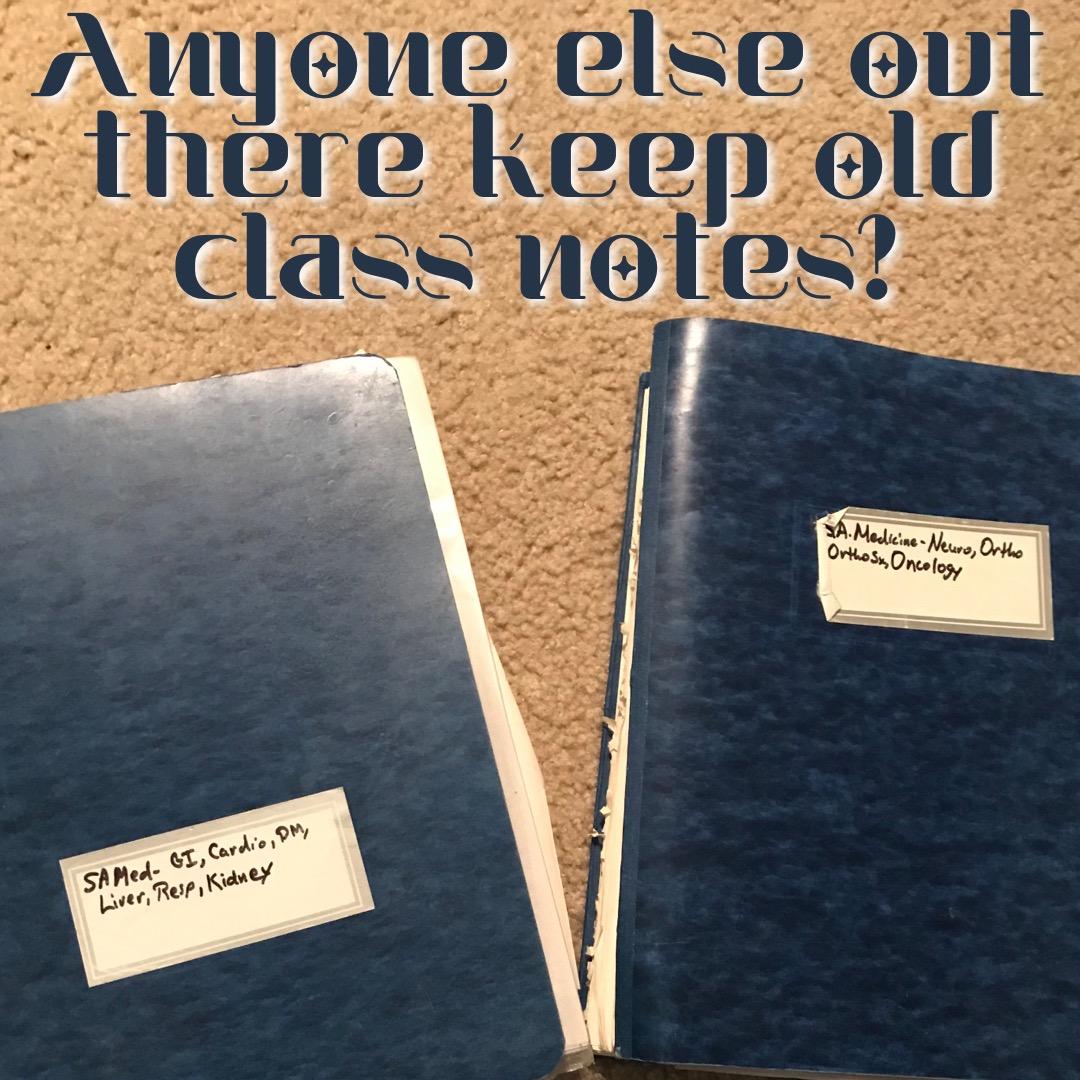 kelseydogdoc's tweet photo. Anyone else out there like me?  After 20+ years I cannot get myself to throw out my vet school notes!  Apologies #MarieKondo https://t.co/uNiNbhWKiG